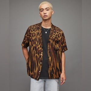 All Saints - Distortion Leopard Print Shirt in GOLDTONE YELLOW